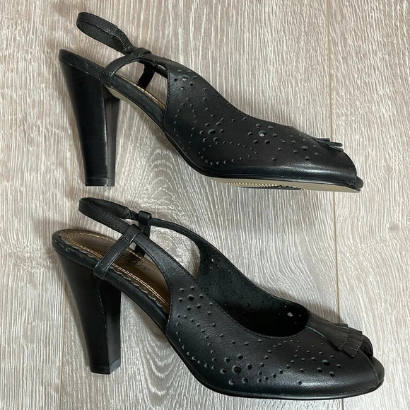 NWOT Seychelles Black Leather Slingback Pumps Heels 7.5 - Picture 9 of 16